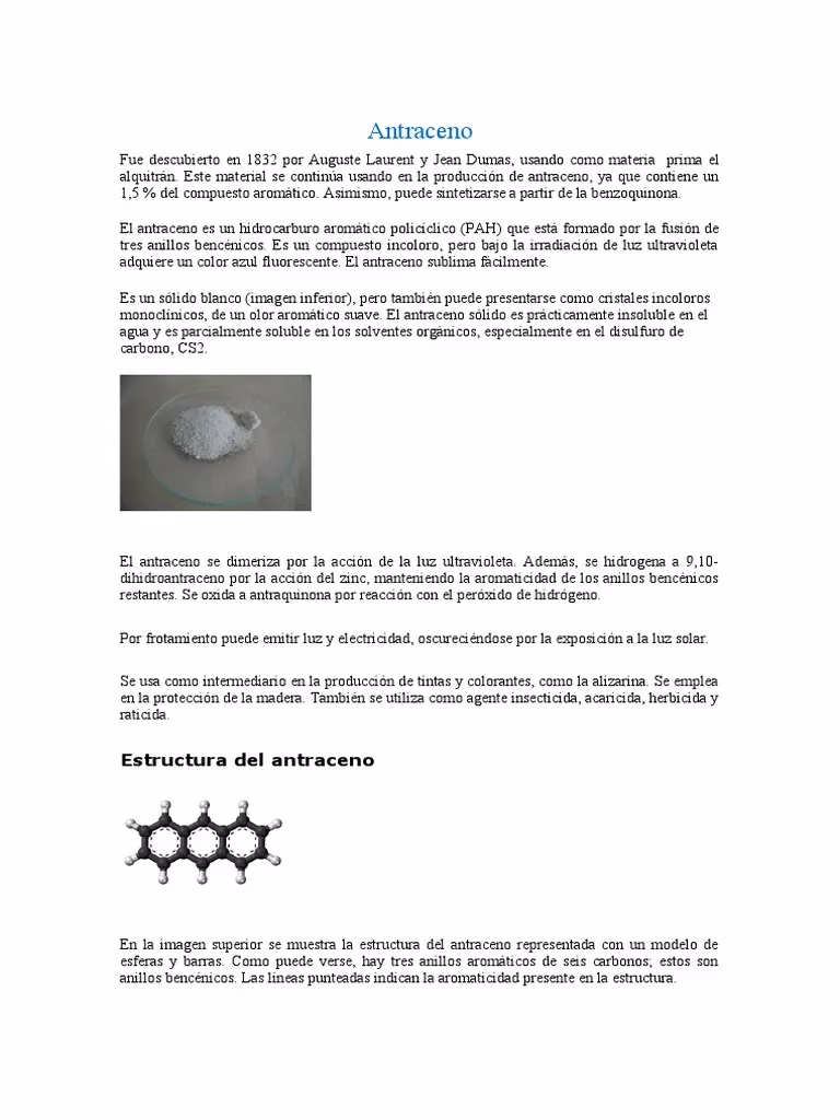 ¿Cómo se obtiene el antraceno?