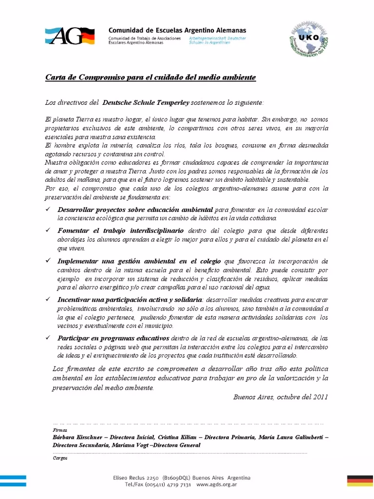 ¿Qué es la carta de compromiso para la protección del Medio Ambiente?
