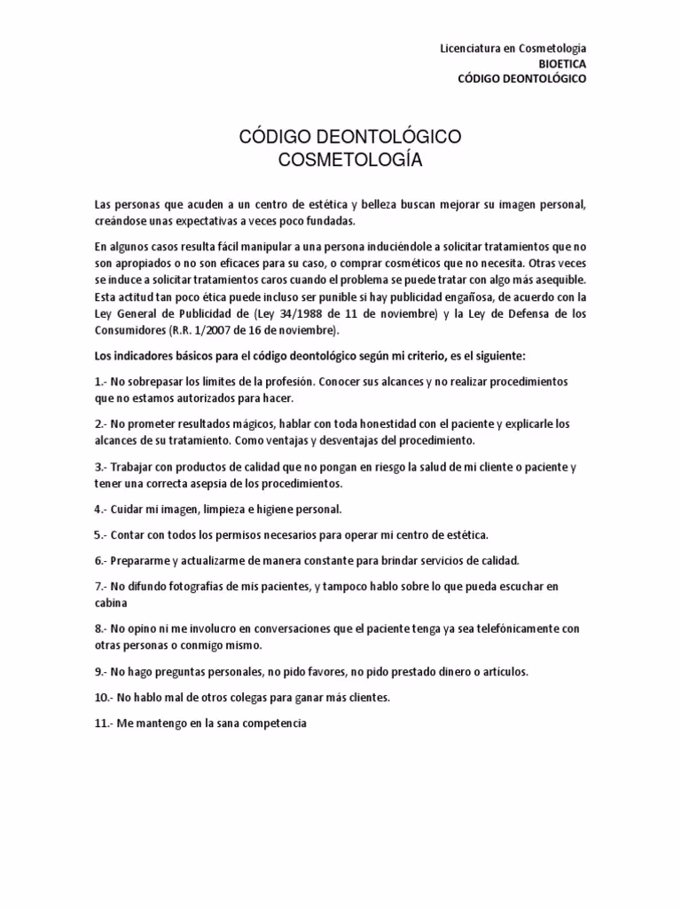 ¿Qué es el código deontológico?