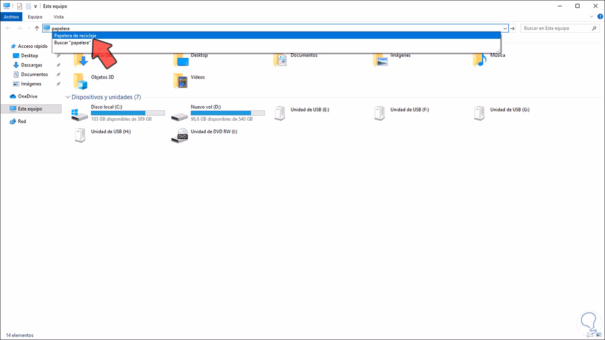 ¿Cómo abrir la Papelera de reciclaje con el teclado?