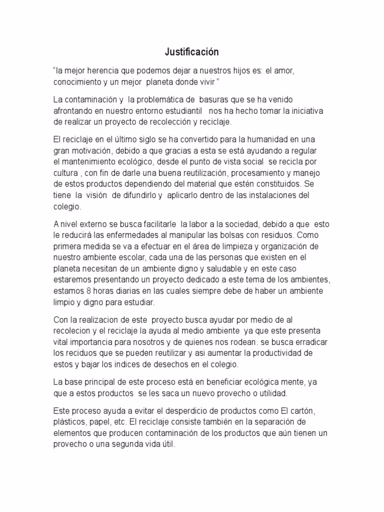 ¿Qué es el proyecto de reciclaje?