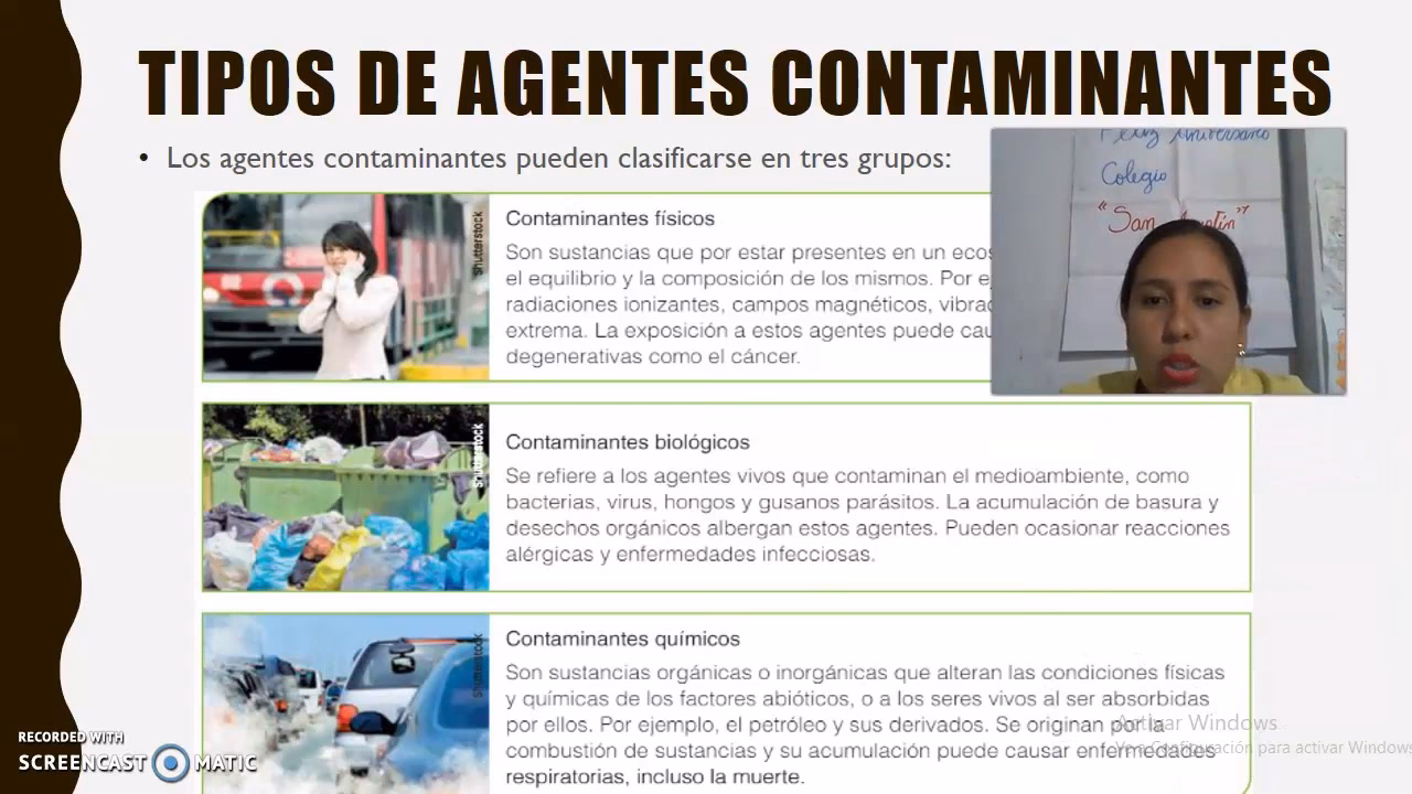 ¿Cuáles son los diferentes tipos de agentes contaminantes?