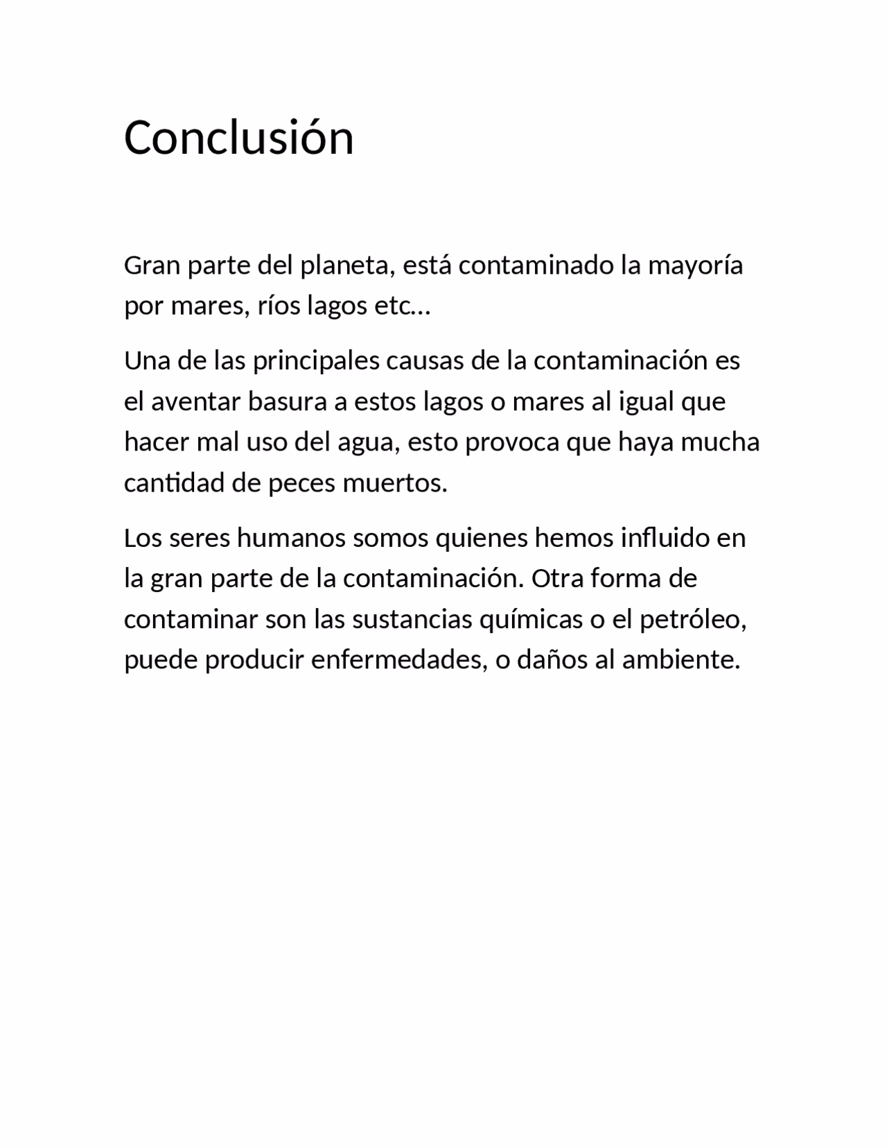 ¿Cuál es la conclusión del cuidado del agua?