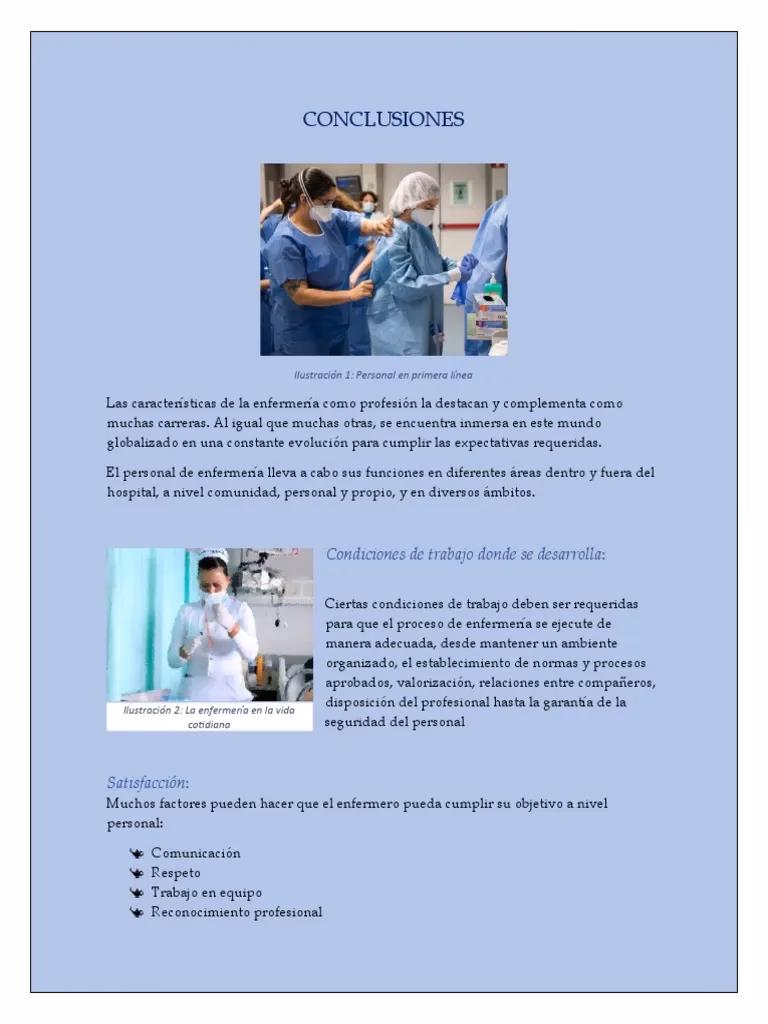 ¿Cuáles son las condiciones y medio ambiente de trabajo en enfermería?