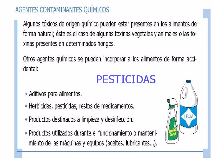 ¿Cuáles son los síntomas de la contaminación química de los alimentos?