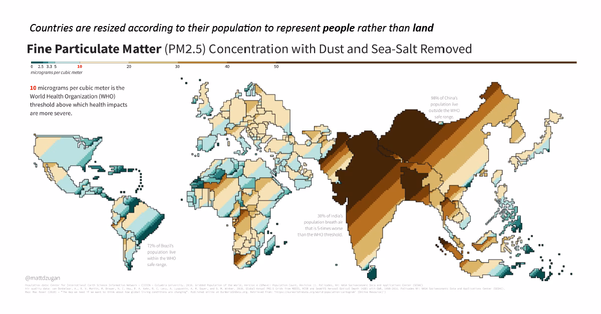 How many countries have air pollution?