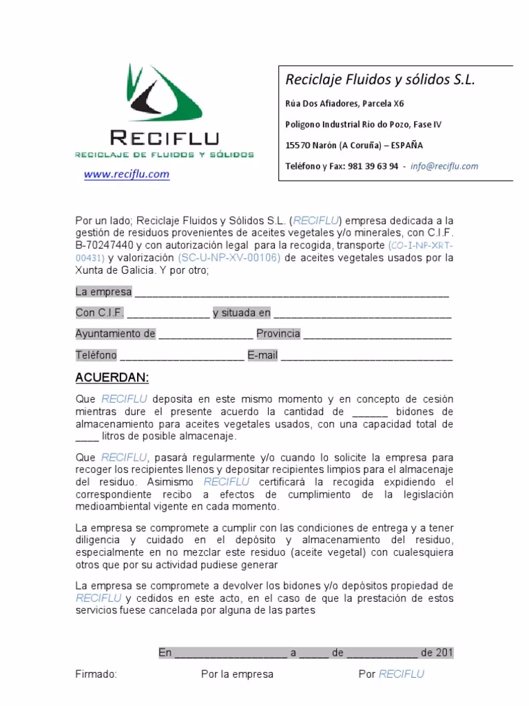 ¿Cuál es el objeto del contrato de residuos?