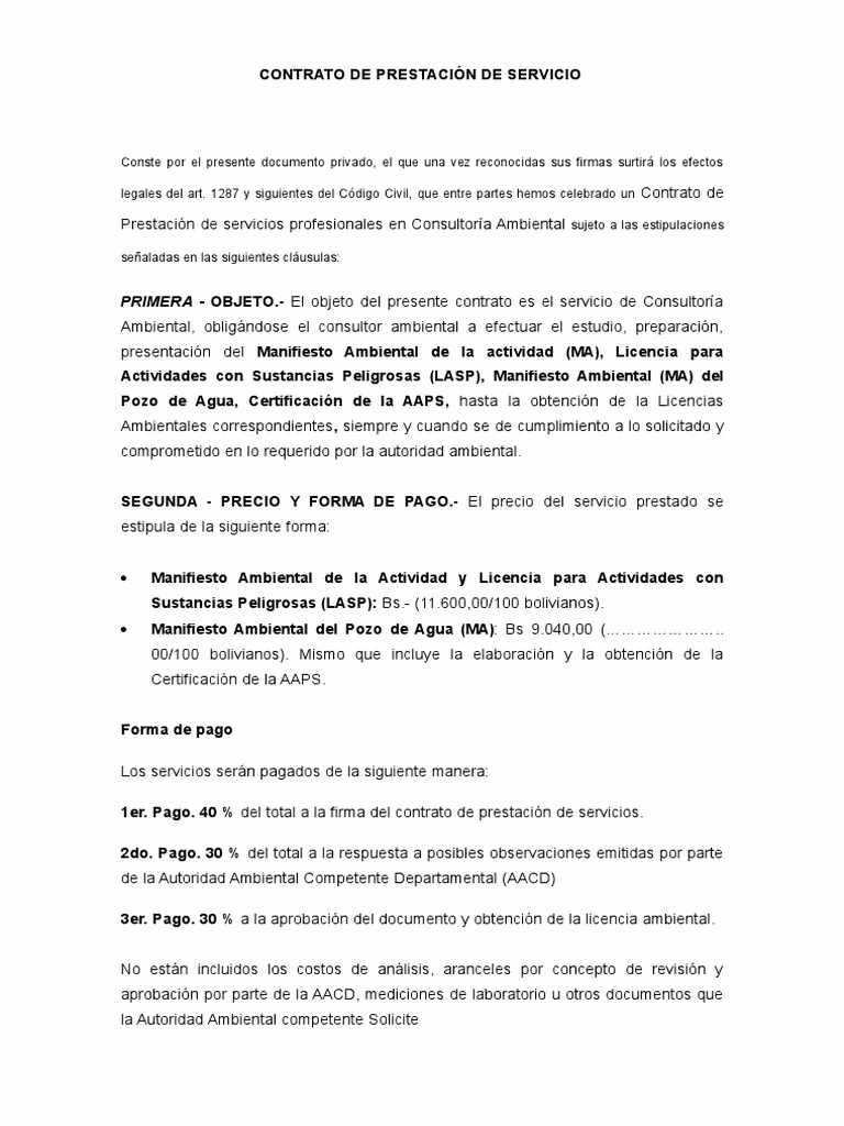 ¿Cuáles son los tipos de contratos medioambientales?