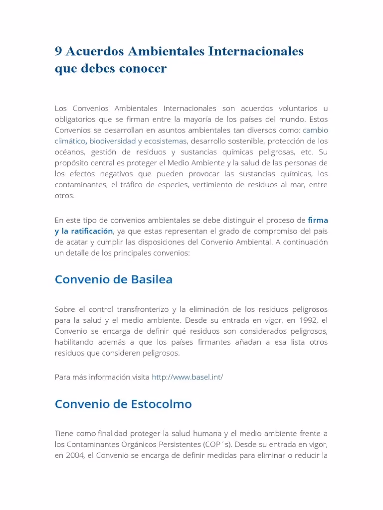 ¿Cuál es el objetivo del Convenio ambiental?