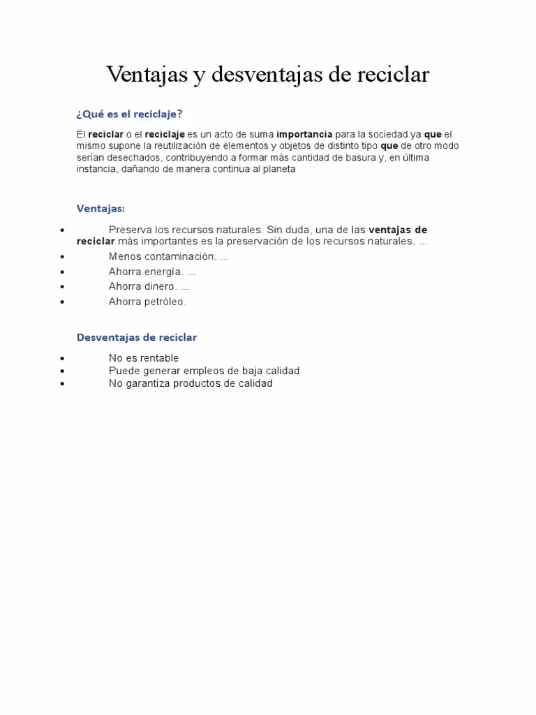 ¿Cuáles son las ventajas y desventajas del reciclaje?