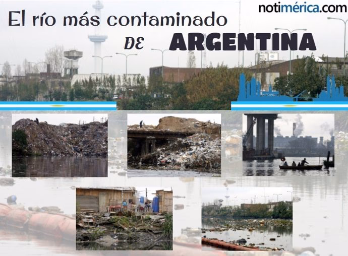 ¿Cuáles son los ejemplos de aguas contaminadas de ríos en el país argentino?