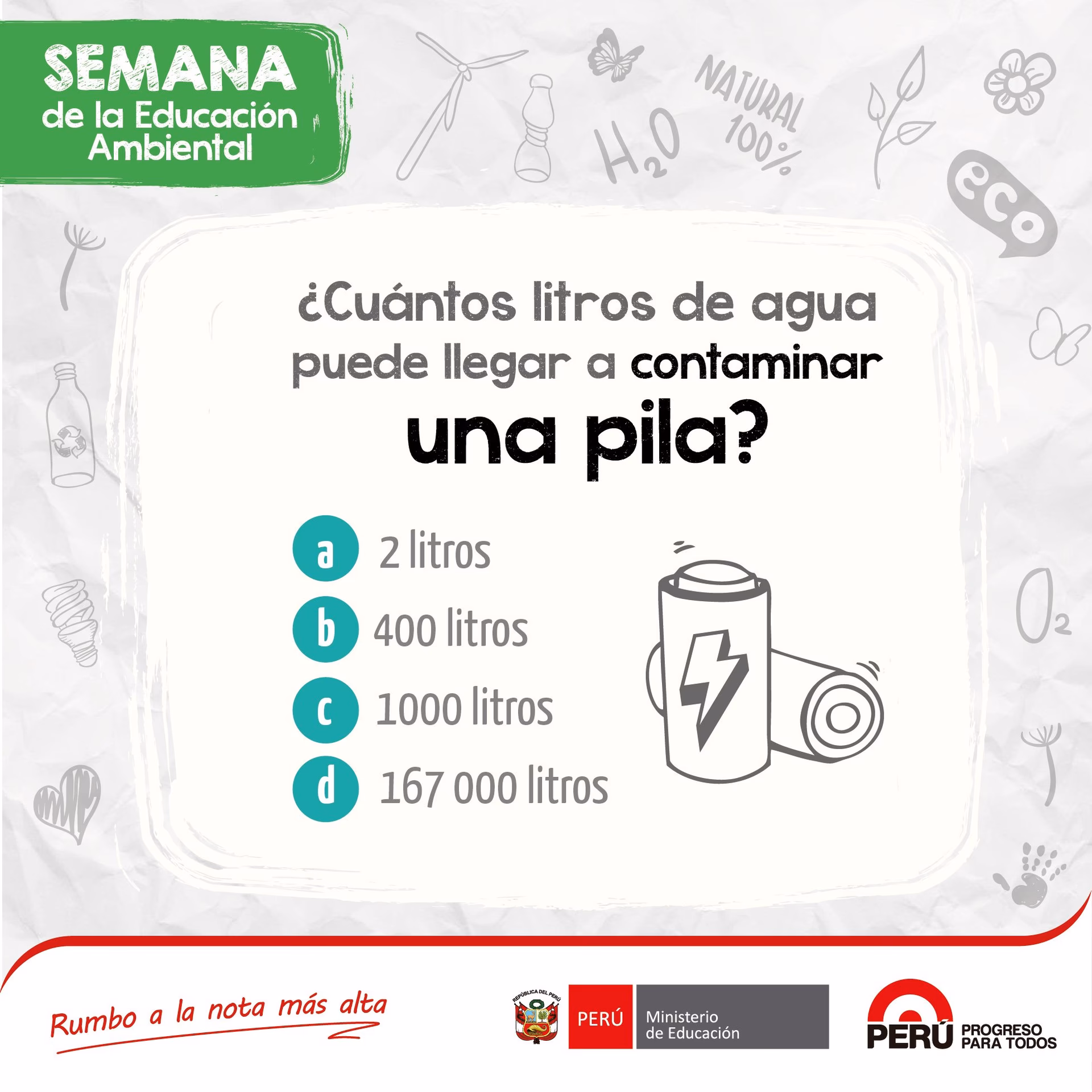 ¿Cuántos litros de agua se pueden contaminar con 8 pilas?