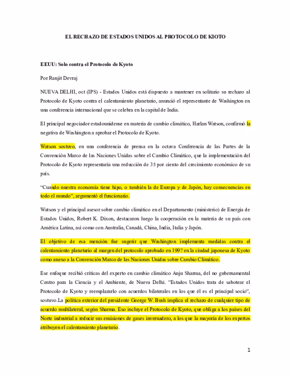 ¿Cómo afecta el protocolo de Kioto a la huella de carbono?
