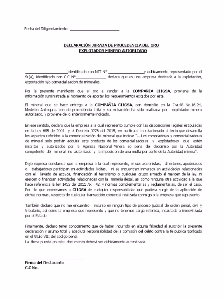 ¿Cómo hacer una declaración jurada de actividad minera?