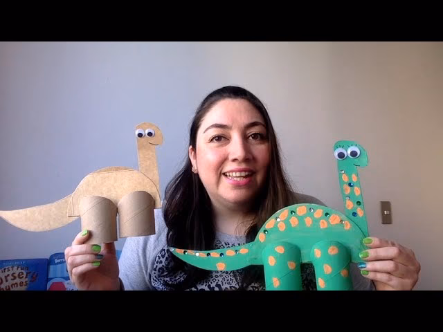 ¿Cómo pintar un dinosaurio con papel higiénico?