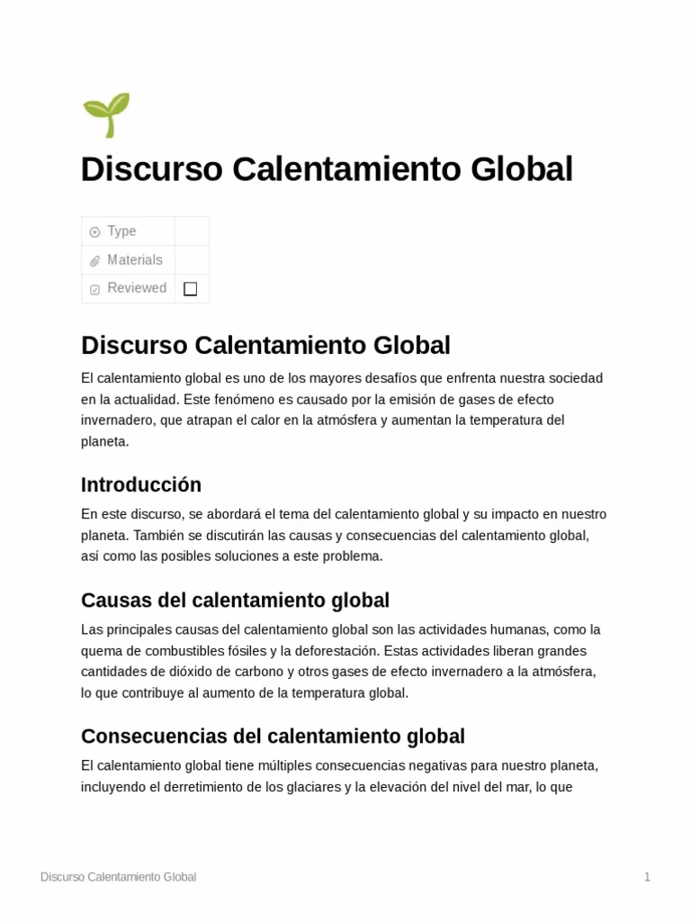 ¿Qué es el discurso con relación al calentamiento global?