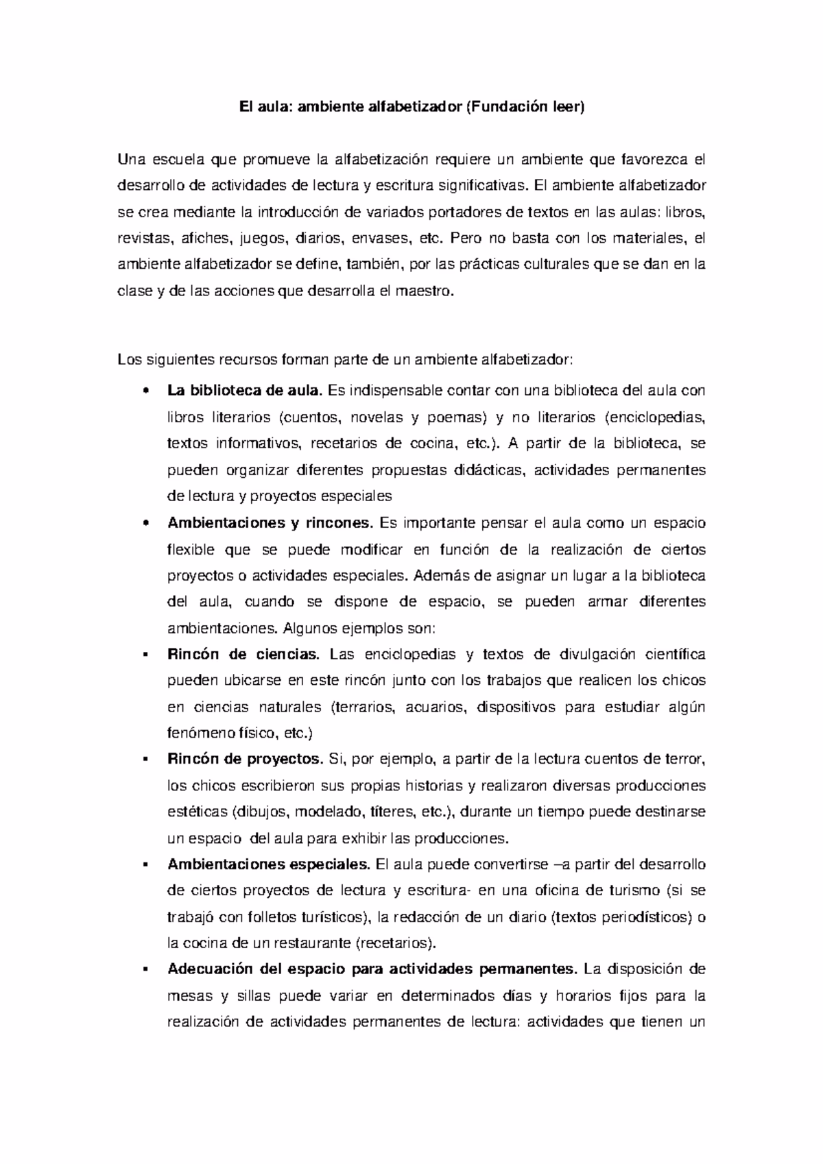 ¿Cuál es la importancia del ambiente alfabetizador?