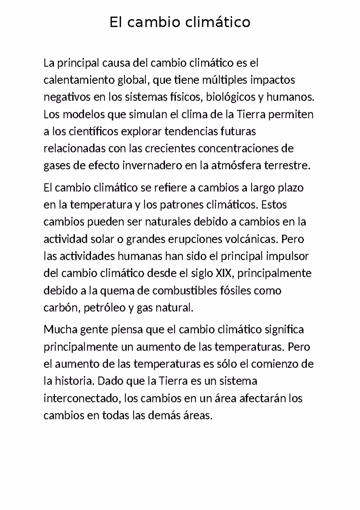 ¿Cuándo sucede un cambio climático?