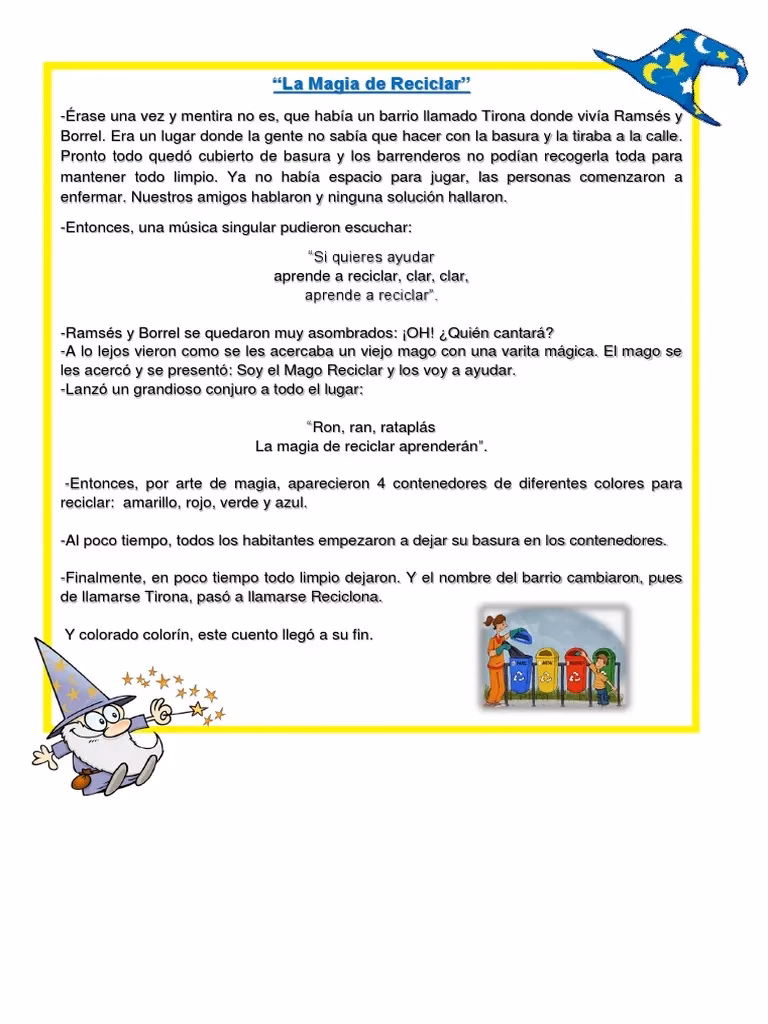 ¿Qué es el cuento sobre reciclaje?