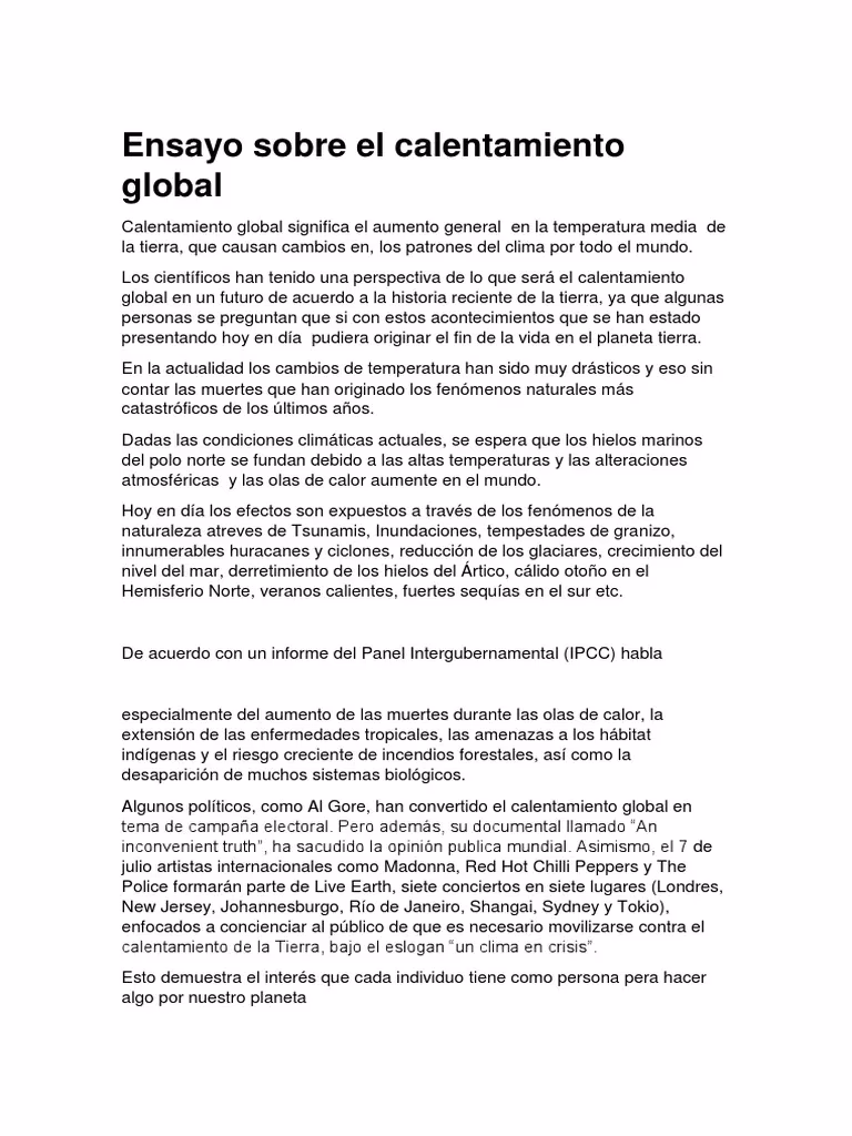 ¿Qué es un ensayo sobre el calentamiento global?