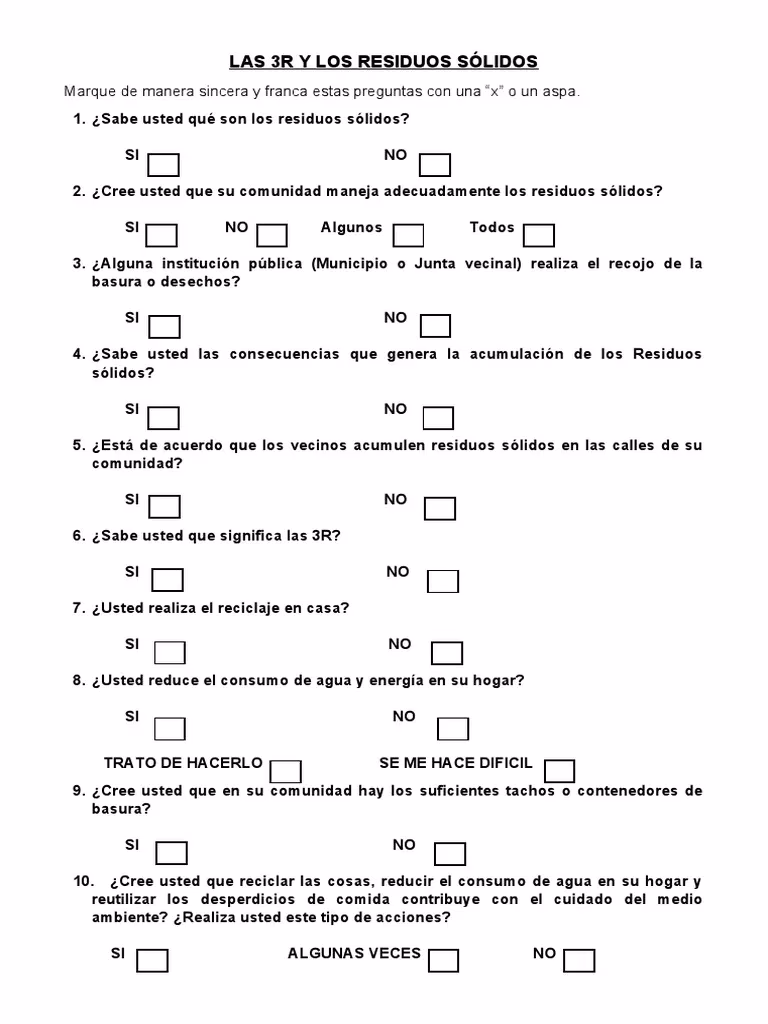 ¿Qué es la encuesta sobre el manejo de residuos sólidos?