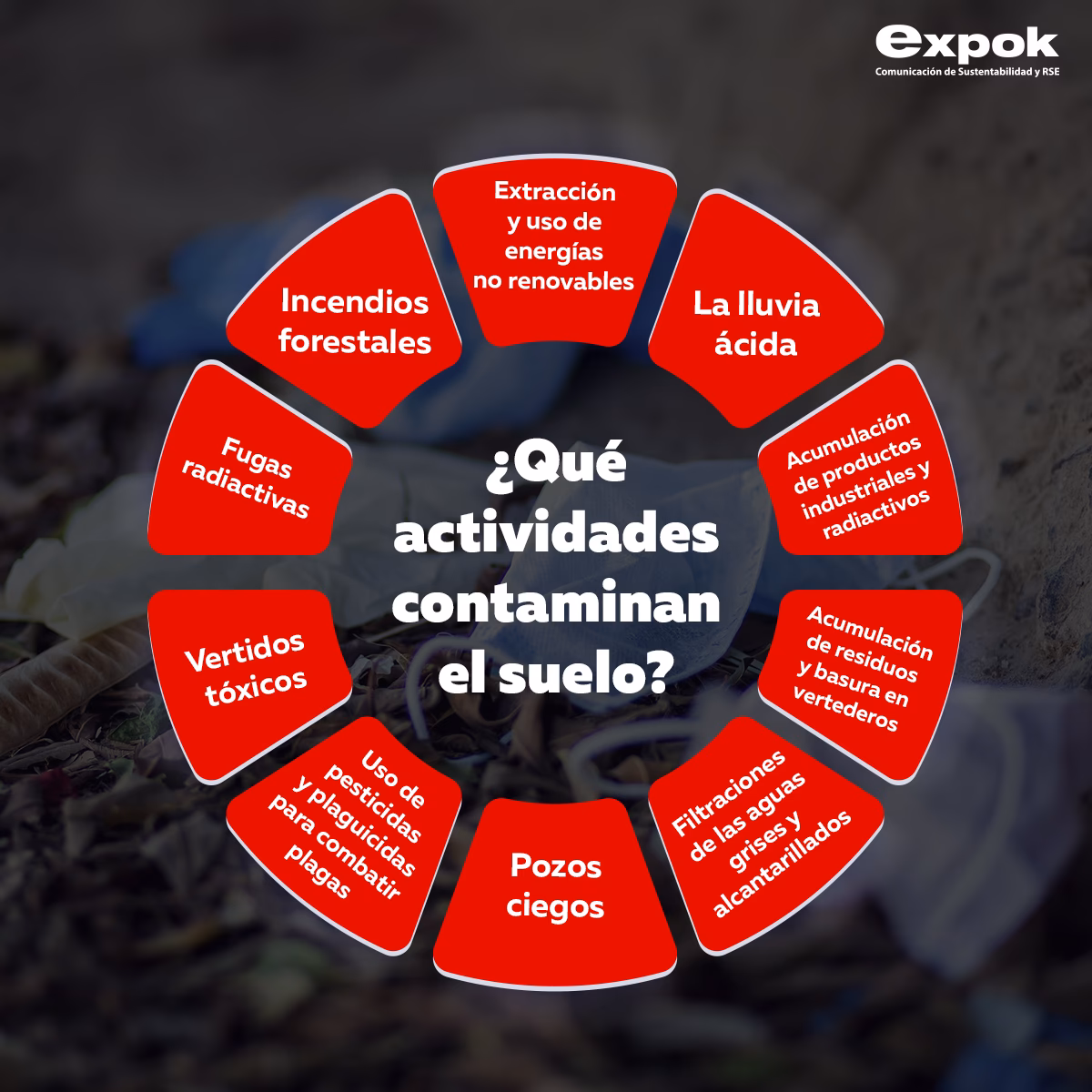 ¿Cuáles son los productos químicos más comunes en la contaminación del suelo?