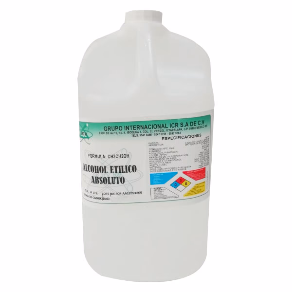 ¿Qué cantidad de alcohol etílico tiene el alcohol absoluto?