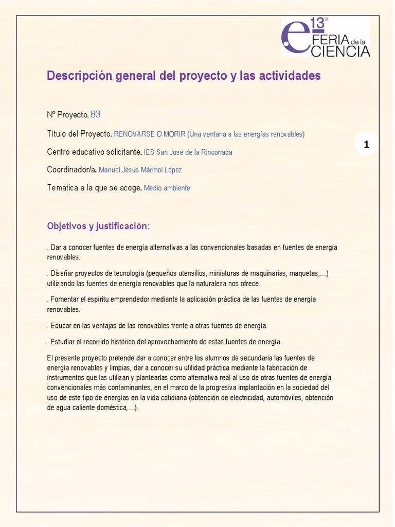 ¿Cómo se llama el proyecto de investigación sobre energías renovables?