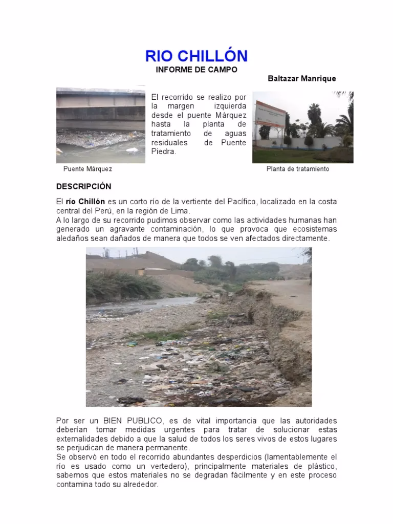 ¿Cuáles son los problemas de contaminación de las aguas del río Chillón?