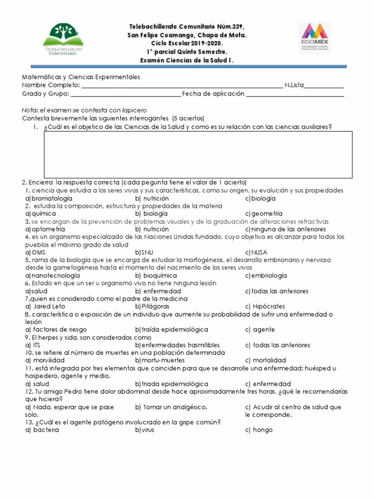 ¿Cuándo es el examen de admisión del área de Ciencias de la salud?