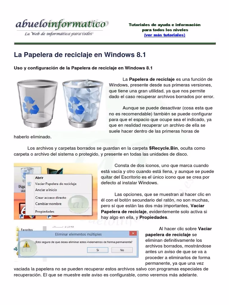 ¿Cómo comprobar que abre la Papelera de reciclaje?