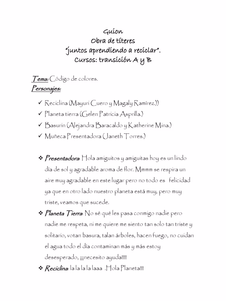 ¿Qué temática es atractiva para interpretar un guión con títeres?