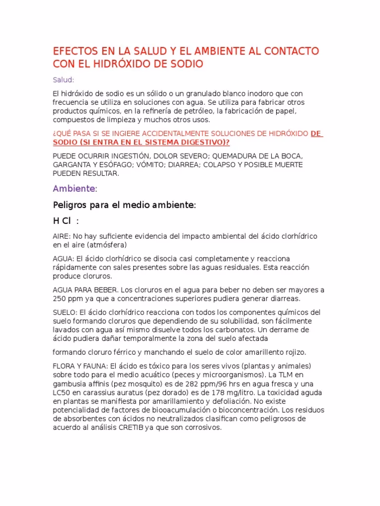 ¿Cómo llamar a un hospital con hidróxido de sodio?