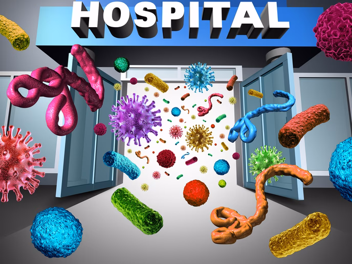 ¿Cuál es el mecanismo de transmisión más común de los microorganismos hospitalarios?