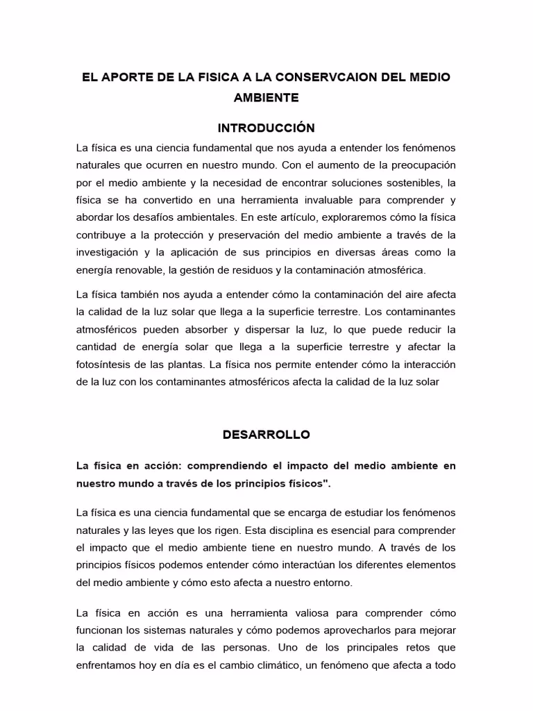 ¿Cuál es la importancia de la física en el medio ambiente?