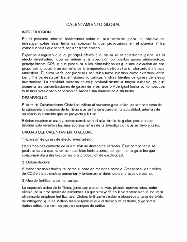 ¿Cuáles son los ejemplos de calentamiento global?