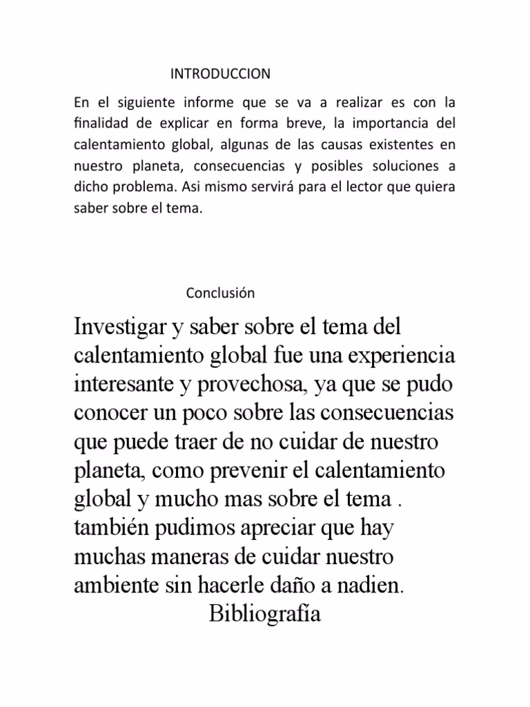 ¿Qué se debe incluir en la exposición del calentamiento global?