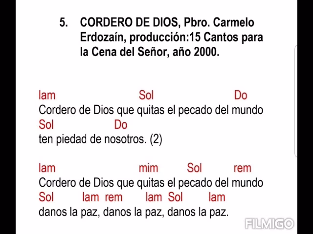 ¿Cuál es la letra de la canción Mira al cordero de Dios?