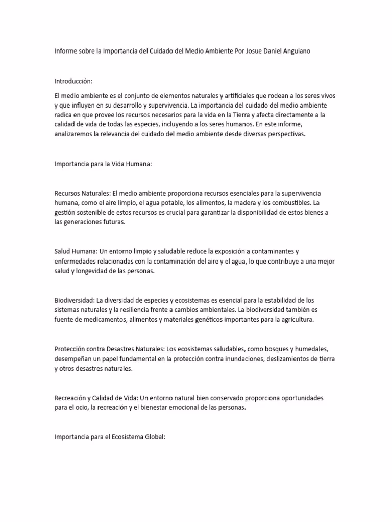 ¿Cuál es la importancia de elaborar un informe ambiental?