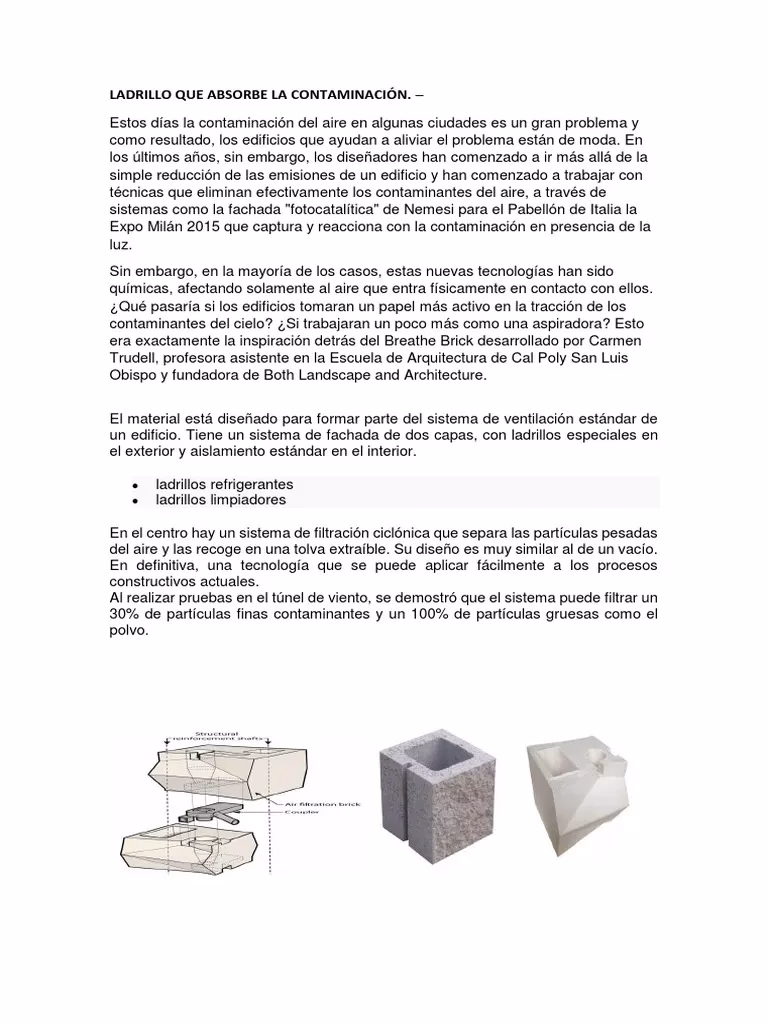 ¿Por qué los ladrillos absorben la polución?
