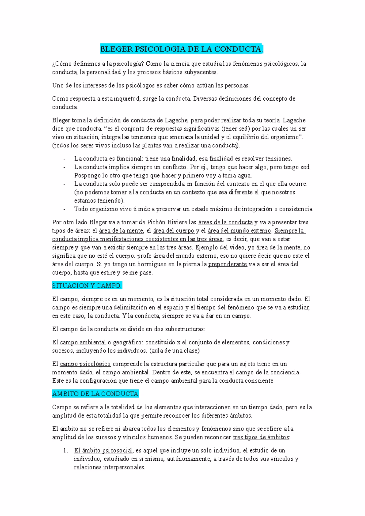 ¿Cuáles son las características de Bleger?