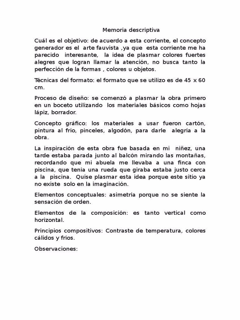 ¿Cuál es la diferencia entre un Statement de obra y una memoria descriptiva?