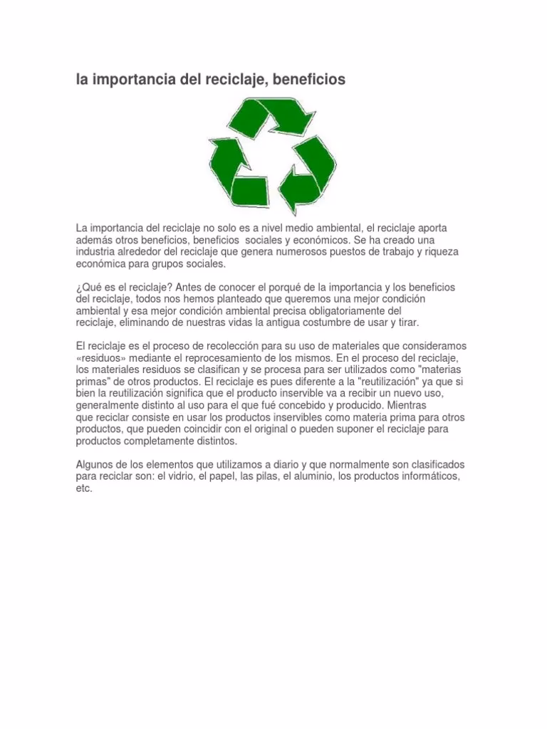 ¿Cuáles son los beneficios del reciclaje?