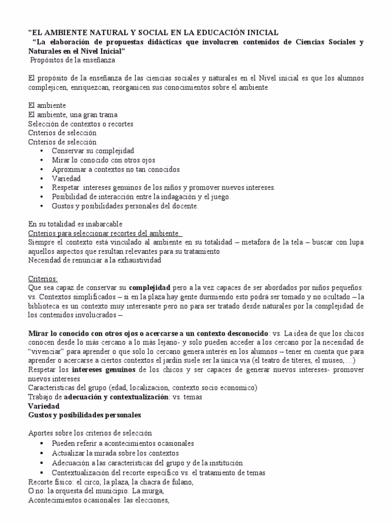 ¿Qué necesitaban los chicos para desarrollar las tareas del ambiente social y natural?