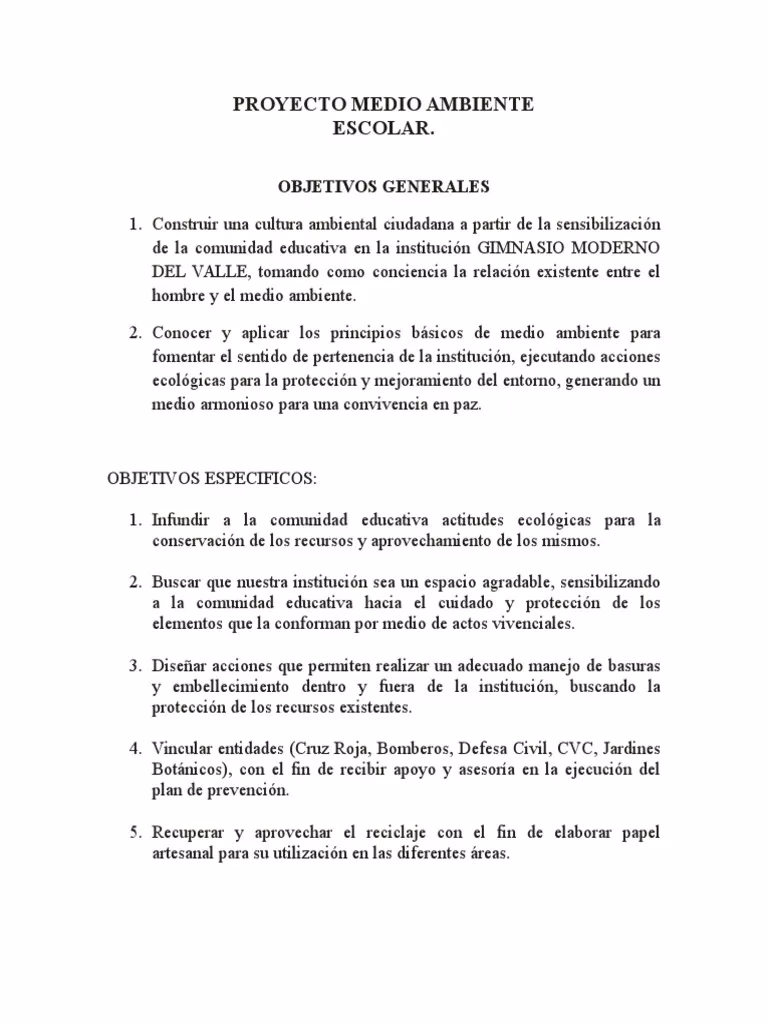 ¿Cuáles son los objetivos del cuidado del Medio Ambiente?