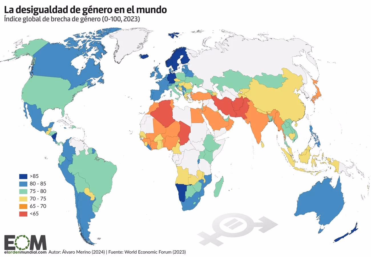 ¿Cuáles son los países que no cumplen con la igualdad de género?