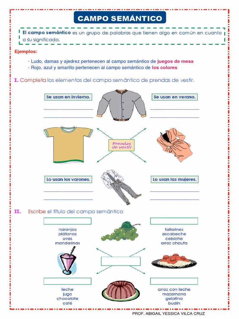 ¿Cuáles son las palabras de un campo semántico?