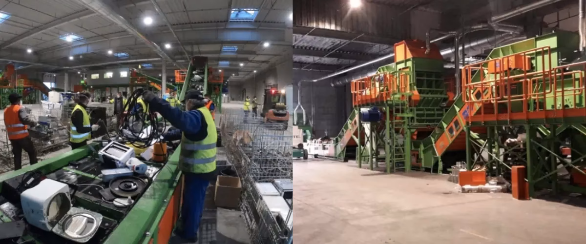 ¿Cuál es el tamaño de un material reciclado?