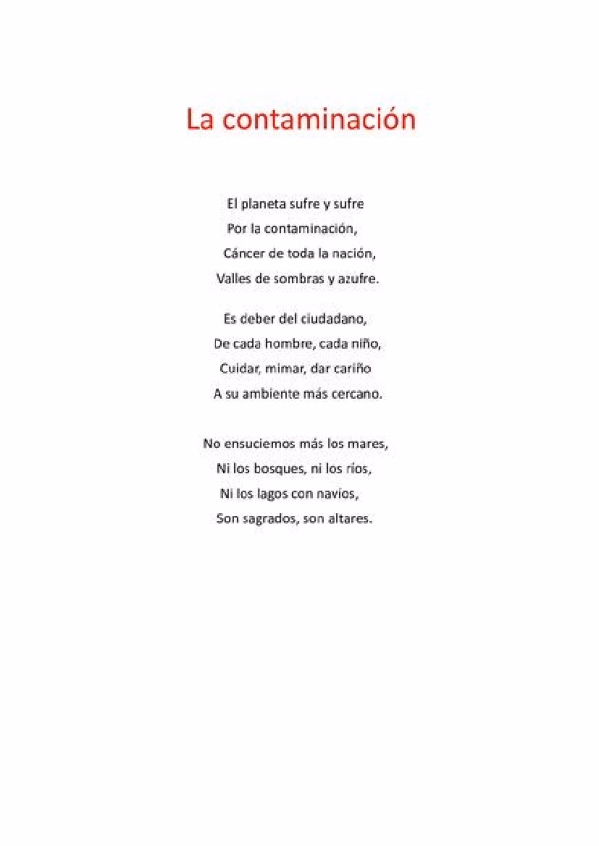 ¿Cuál es el mensaje de la contaminación?