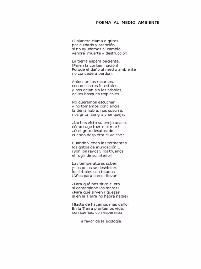 ¿Cuáles son los ejemplos de poemas sobre el calentamiento global para niños?